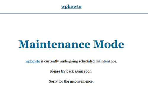 screenshot showing the simple maintenance mode plugin demo