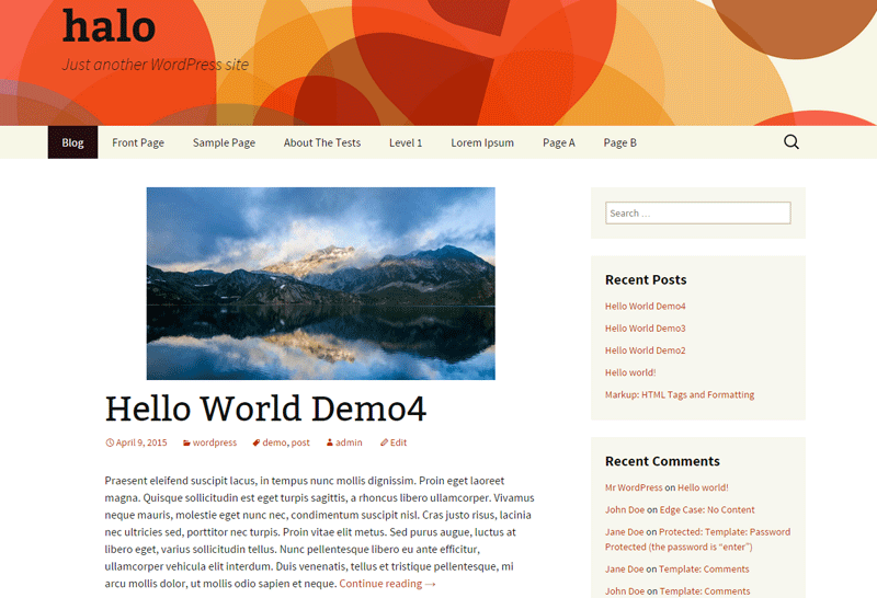 screenshot showing the halo child theme for WordPress