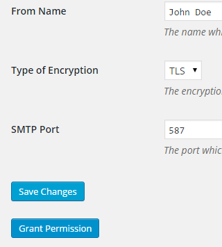 screenshot showing how to grant permission from the gmail smtp settings