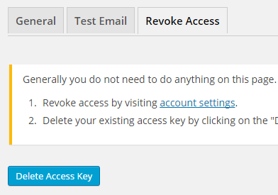 screenshot showing the revoke access settings of gmail smtp plugin