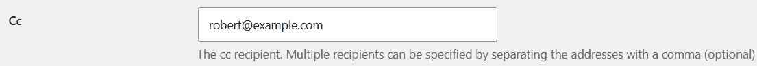 cc configured in the SMTP Mailer WordPress plugin