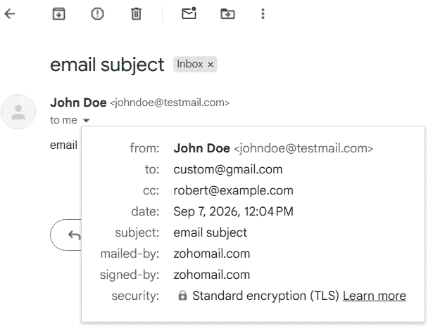 cc header in the email sent by the SMTP Mailer WordPress plugin